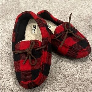 Classic Red and Black Moccasin Slippers